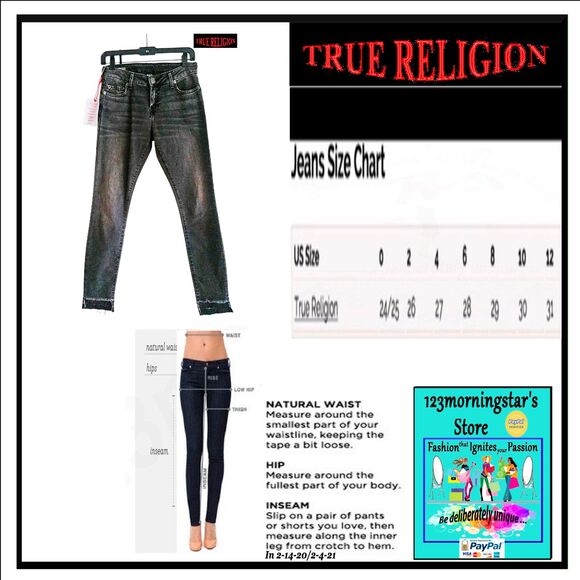 TRUE RELIGION NEW Goth HALLE Raw Step Hem Mid-Rise Super Skinny Jean 27 - Picture 12 of 12